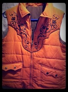 Reversible orange and brown western vest